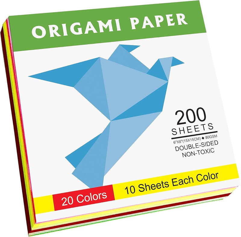 BUBU Origami Paper Double Sided Color - 200 Sheets - 20 Colors - 6 Inch Square Easy Fold Paper for Beginner - Image 4